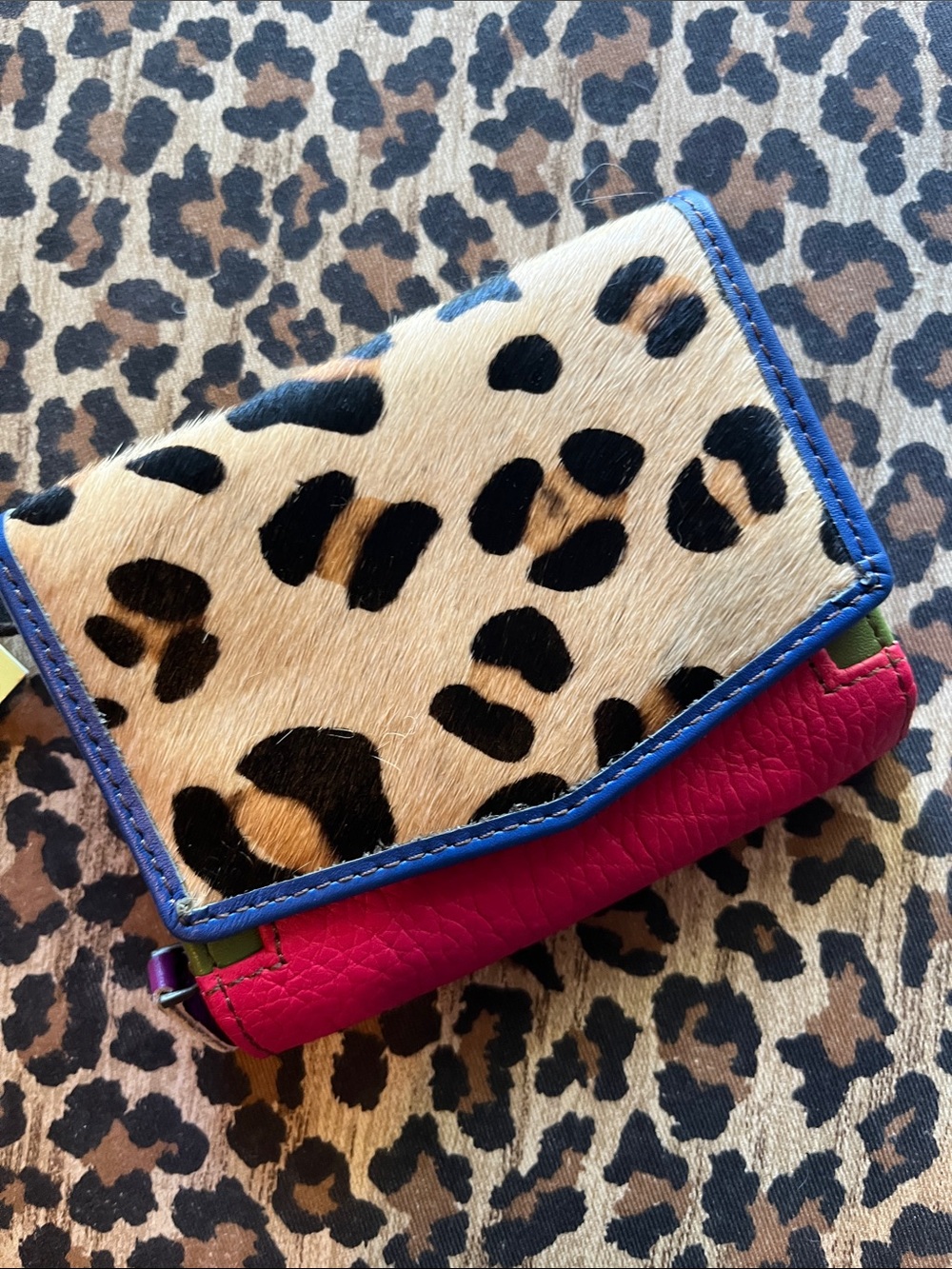 Soruka Leopard Print Trifold Wallet Barcelona leather